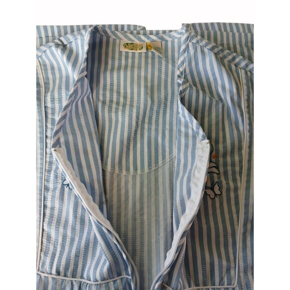 Vintage Collections Blue White Striped Seersucker House Dress Robe Size XXXL 3Xl - Picture 12 of 14